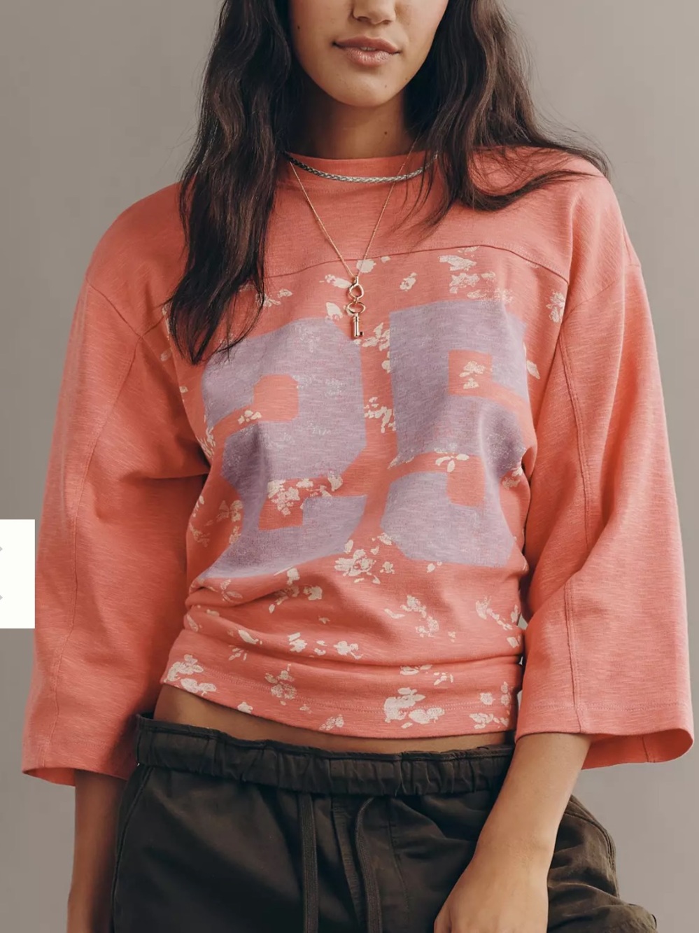 NWT Anthropologie Pilcro "25" Floral Graphic Tee | Red Floral | Size Small